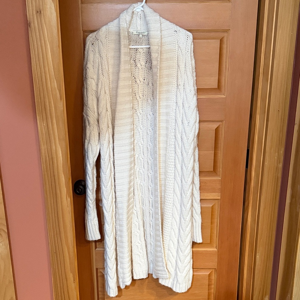 Elegant Cream Open Front Cardigan